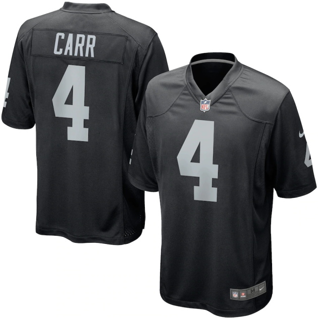 mens las vegas raiders derek carr nike black game player jersey